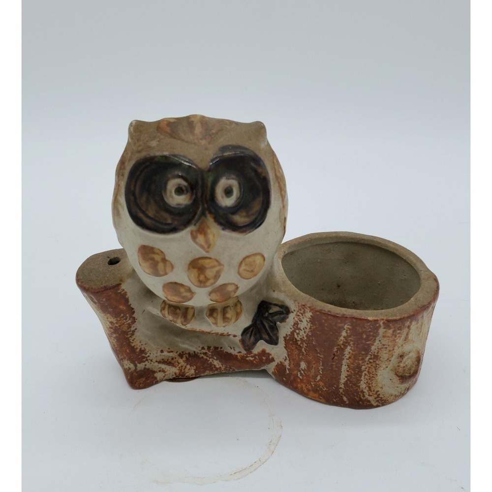 Vintage Counterpoint San Francisco Ceramic Owl Votive Candle Holder Brown Japan